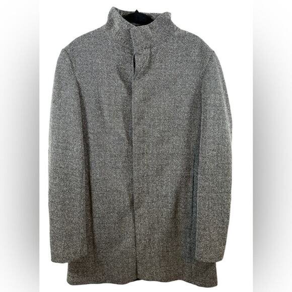 Zara Trench Button Up Herringbone Dress‎ Coat size Medium Old Money Mock Neck - Picture 1 of 4